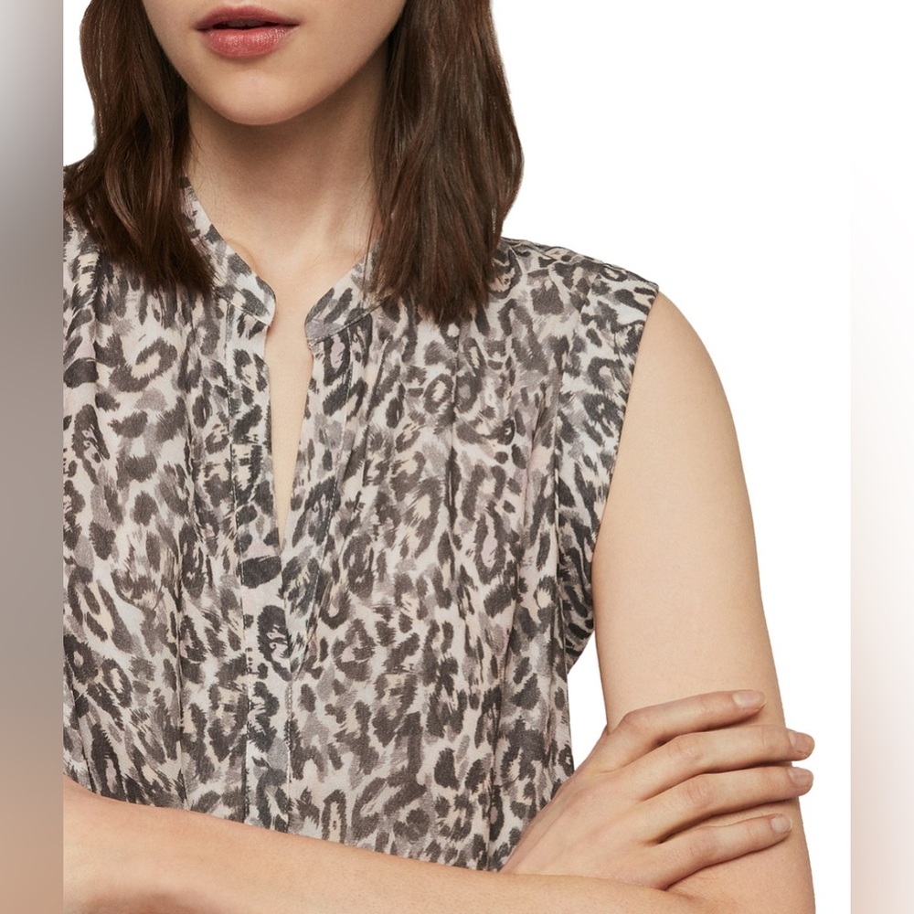All Saints Clari Kara Leopard Print Mini Dress - Size Large - Picture 4 of 10